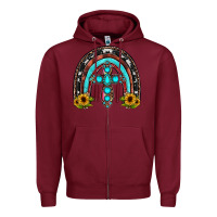 Burgundy cross rainbow Zipper Hoodie - JahusDesignShop