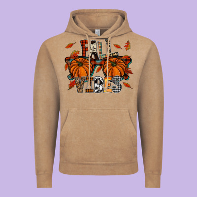 Autumn Style With Pumpkins Vintage Hoodie Designed By Cowhidedigitalart