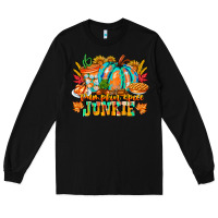 Black Pumpkin Spice Junkie Long Sleeve Tee - CowhideDigitalArt