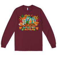 Burgundy Pumpkin Spice Junkie Long Sleeve Tee - CowhideDigitalArt