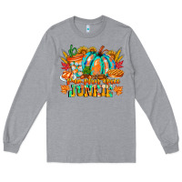 Heather Grey Pumpkin Spice Junkie Long Sleeve Tee - CowhideDigitalArt