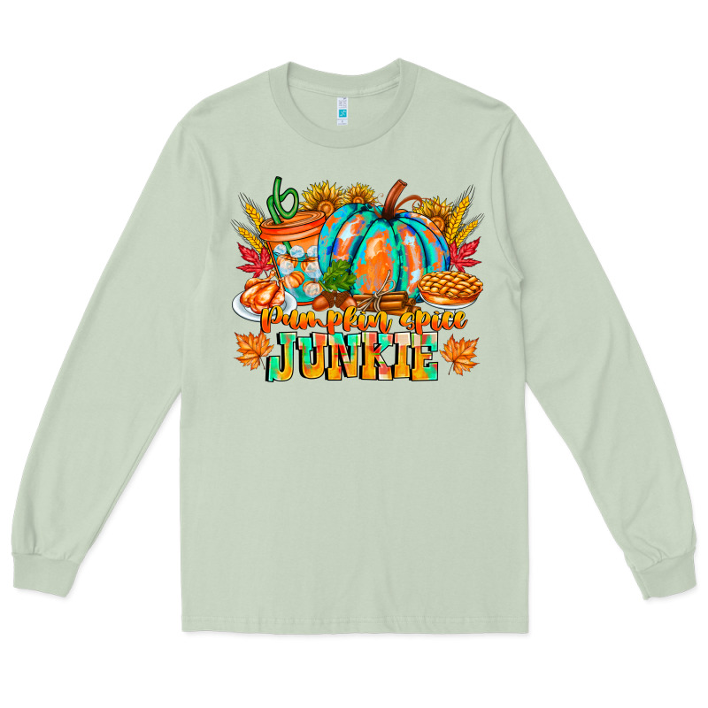 Pumpkin Spice Junkie Long Sleeve Tee by CowhideDigitalArt | Teevron