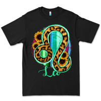 Black Leo Zodiac Sign Sunflower Leopard Serape Premium Tee - RanaPortraitStore