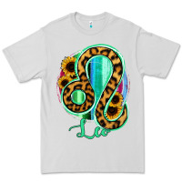Dove Grey Leo Zodiac Sign Sunflower Leopard Serape Premium Tee - RanaPortraitStore
