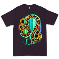 Plum Leo Zodiac Sign Sunflower Leopard Serape Premium Tee - RanaPortraitStore