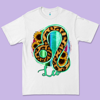 Leo Zodiac Sign Sunflower Leopard Serape Premium Tee Designed By Ranaportraitstore