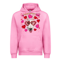 Fuchsia Pink Valentine's day  bull terrier Urban Hoodie - RanaPortraitStore