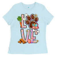Baby Blue Tie dye easter love dog paw Ladies Tee - BundleAndBundleShop