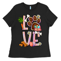 Black Tie dye easter love dog paw Ladies Tee - BundleAndBundleShop