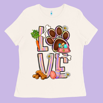 Tie Dye Easter Love Dog Paw Ladies Tee Designed By Bundleandbundleshop