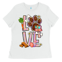 White Tie dye easter love dog paw Ladies Tee - BundleAndBundleShop
