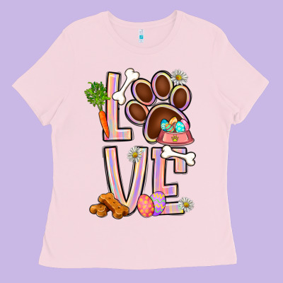 Tie Dye Easter Love Dog Paw Ladies Tee Designed By Bundleandbundleshop