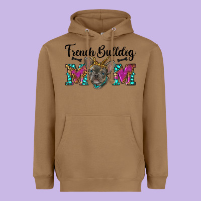 French Bulldog Mom Heavyweight Hoodie Designed By Ranaportraitstore