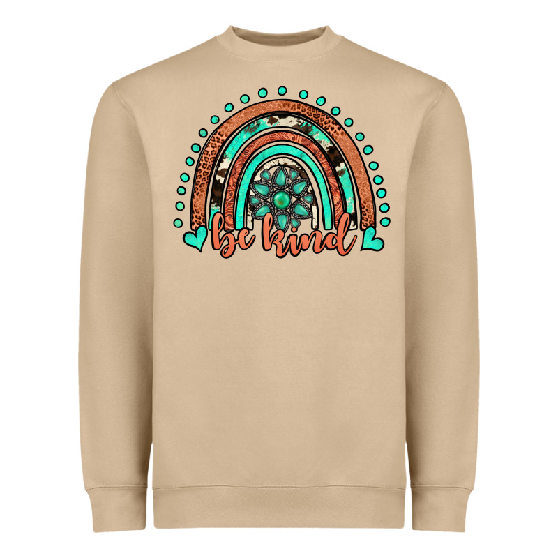 Be Kind Western Turquoise Rainbow Heavyweight Sweatshirt by JahusDesignShop | Teevron