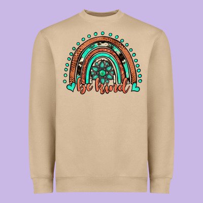 Be Kind Western Turquoise Rainbow Heavyweight Sweatshirt Designed By Jahusdesignshop