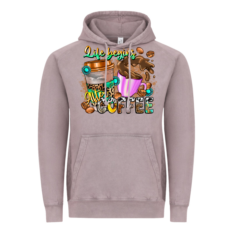Life Begins After Coffee Vintage Hoodie by CowhideDigitalArt | Teevron