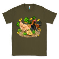 Army Green st patricks day farm chicken rooster chick  shamrock gold Classic Tee - Artiststas