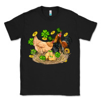 Black st patricks day farm chicken rooster chick  shamrock gold Classic Tee - Artiststas