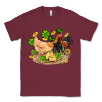Burgundy st patricks day farm chicken rooster chick  shamrock gold Classic Tee - Artiststas