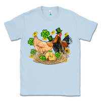 Dusty Blue st patricks day farm chicken rooster chick  shamrock gold Classic Tee - Artiststas