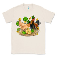 Natural st patricks day farm chicken rooster chick  shamrock gold Classic Tee - Artiststas