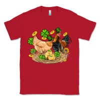 Red st patricks day farm chicken rooster chick  shamrock gold Classic Tee - Artiststas