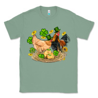 Sage st patricks day farm chicken rooster chick  shamrock gold Classic Tee - Artiststas
