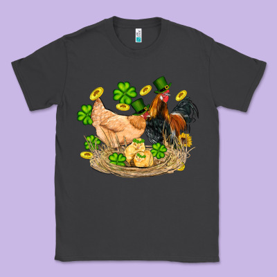 St Patricks Day Farm Chicken Rooster Chick  Shamrock Gold Classic Tee Designed By Artiststas