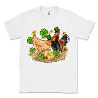 White st patricks day farm chicken rooster chick  shamrock gold Classic Tee - Artiststas