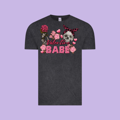 Valentine Babe Valentine's Day Skull Vintage Tee Designed By Fadigitalartstudio