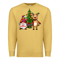 Antique Gold merry christmas gnomes, reindeer Premium Sweatshirt - RanaPortraitStore