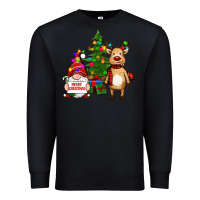 Black merry christmas gnomes, reindeer Premium Sweatshirt - RanaPortraitStore