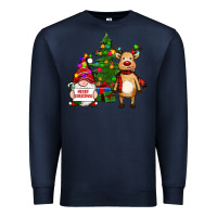 Navy merry christmas gnomes, reindeer Premium Sweatshirt - RanaPortraitStore