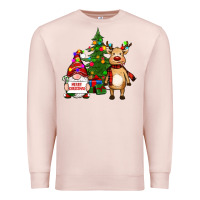 Pale Pink merry christmas gnomes, reindeer Premium Sweatshirt - RanaPortraitStore