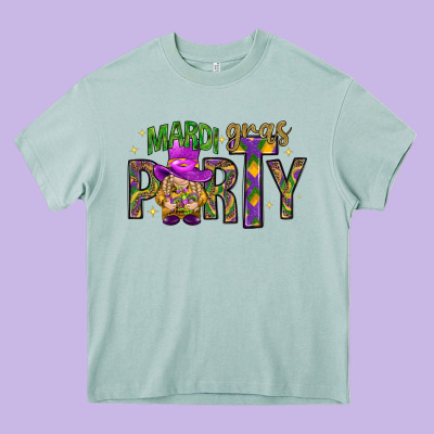 Mardi Gras Party Heavy Core Tee Designed By Howdyjamesfarm