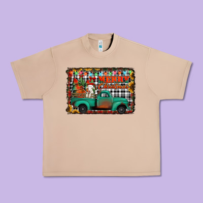 Merry Christmas Farm Truck Urban Heavy Tee Designed By Jasminsmagicworld