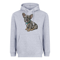 Heather Grey french bulldog Heavyweight Hoodie - RanaPortraitStore