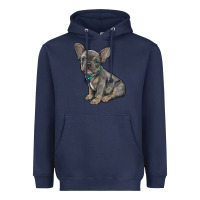 Navy french bulldog Heavyweight Hoodie - RanaPortraitStore
