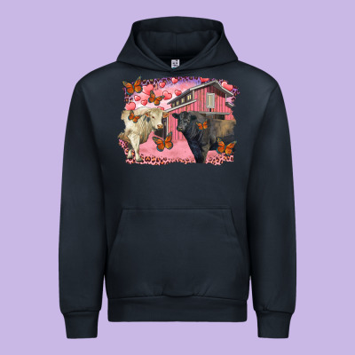 Valentine's Day Barn And Black Angus With Charolais Urban Hoodie Designed By Ranaportraitstore