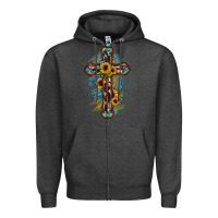 Charcoal Heather cross Zipper Hoodie - JahusDesignShop