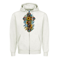 Oatmeal Heather cross Zipper Hoodie - JahusDesignShop