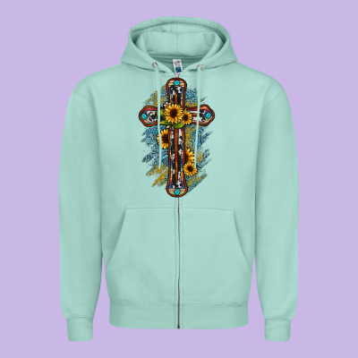 Cross Zipper Hoodie Designed By Jahusdesignshop