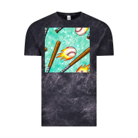 Cloud Black baseball bat with thunders seamless pattern Vintage Tee - BundleAndBundleShop