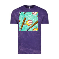Cloud Purple baseball bat with thunders seamless pattern Vintage Tee - BundleAndBundleShop