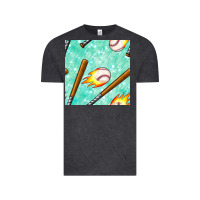 Vintage Black baseball bat with thunders seamless pattern Vintage Tee - BundleAndBundleShop
