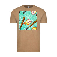 Vintage Coffee baseball bat with thunders seamless pattern Vintage Tee - BundleAndBundleShop