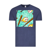 Vintage Denim baseball bat with thunders seamless pattern Vintage Tee - BundleAndBundleShop