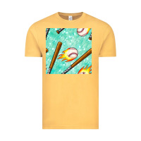 Vintage Mustard baseball bat with thunders seamless pattern Vintage Tee - BundleAndBundleShop