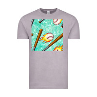 Vintage Zinc baseball bat with thunders seamless pattern Vintage Tee - BundleAndBundleShop