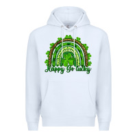 White st. patrick's day happy go lucky Premium Hoodie - RanaPortraitStore